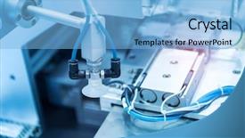  Presentation with industrial automation - Audience pleasing slides consisting of robotic and pneumatic piston sucker backdrop and a light blue colored foreground