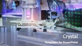  Presentation with industrial automation - Cool new presentation design with robotic and pneumatic piston sucker backdrop and a seafoam green colored foreground