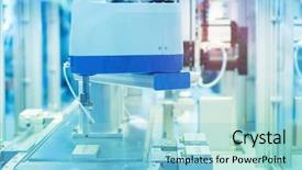  Presentation with industrial automation - PPT layouts with robotic and pneumatic piston sucker background and a light blue colored foreground