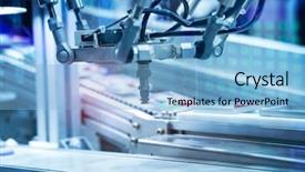  Presentation with industrial automation - Slide set enhanced with robotic and pneumatic piston unit background and a light blue colored foreground