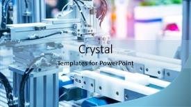  Presentation with industrial automation - Beautiful slide set featuring robotic and pneumatic piston unit backdrop and a light blue colored foreground