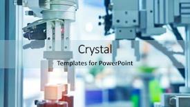  Presentation with industrial automation - Amazing slide deck having robotic and pneumatic piston unit backdrop and a light blue colored foreground