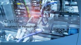  Presentation with compressed air - Slide set having robotic-and-pneumatic-piston-unit background and a teal colored foreground