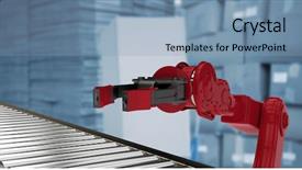  Presentation with conveyor belt - PPT layouts enhanced with robotic arm - 3d image of conveyor belt background and a light blue colored foreground