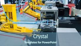 Presentation with robot arm - Beautiful PPT layouts featuring robotic arm - industrial robot with vacuum suckers backdrop and a ocean colored foreground