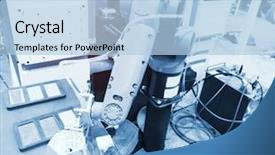  Presentation with factory machine - Presentation theme having robotic arm - intelligence machine working in phone background and a light blue colored foreground