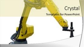  Presentation with robotic arm - PPT theme with robotic arm at production isolated background and a yellow colored foreground