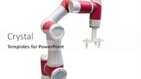  Presentation with robotic arm - Audience pleasing slides consisting of robotic-arm-for-industry-isolated backdrop and a white colored foreground