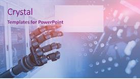  Presentation with robotic arm - PPT layouts with robotic arm holding white placard background and a lemonade colored foreground