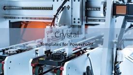  Presentation with manufacturing - Presentation theme enhanced with robotic-arm-manipulator-manufacturing-engineering background and a light blue colored foreground