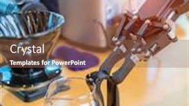  Presentation with robotic arm - Slide set consisting of robotic-arm-preparing-coffee background and a violet colored foreground