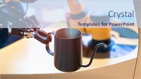  Presentation with robotic arm - Slides with robotic-arm-preparing-coffee background and a sky blue colored foreground