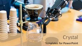  Presentation with robotic arm - Amazing presentation theme having robotic-arm-preparing-coffee backdrop and a coral colored foreground