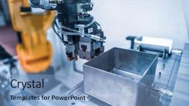  Presentation with robotic arm - Presentation consisting of robotic arm production lines modern background and a light blue colored foreground