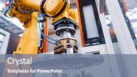  Presentation with robot arm - Slide set with robotic arm production lines modern background and a seafoam green colored foreground