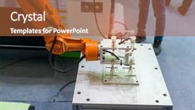  Presentation with robotic arm - Presentation theme enhanced with robotic arm production lines modern background and a red colored foreground