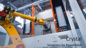  Presentation with robotic arm - Presentation theme enhanced with robotic arm production lines modern background and a light blue colored foreground