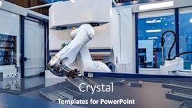  Presentation with robotic arm - Theme having robotic-arm-production-lines-modern background and a ocean colored foreground