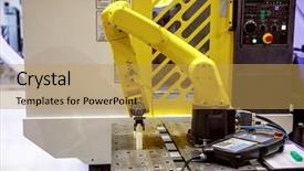  Presentation with robotic arm - Slides having robotic arm production lines modern background and a yellow colored foreground