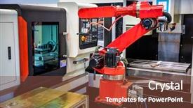  Presentation with industrial robot arm - Colorful PPT layouts enhanced with robotic arm production lines modern backdrop and a tawny brown colored foreground