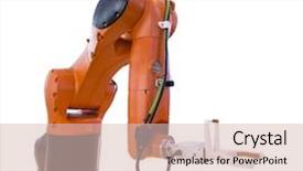  Presentation with robot arm - Presentation theme enhanced with robotic drilling - isolate of robot arm background and a lemonade colored foreground