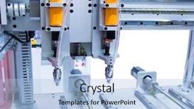  Presentation with mobile robot - PPT theme with robotic drilling - robot drill machine tool background and a  colored foreground