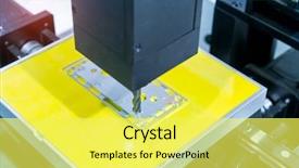  Presentation with mobile robot - Presentation having robotic drilling - robot drill machine tool background and a yellow colored foreground