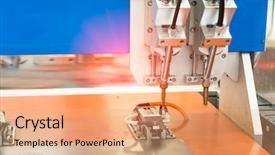  Presentation with mobile robot - Amazing slide deck having robotic drilling - robot drill machine tool backdrop and a coral colored foreground