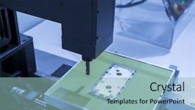  Presentation with mobile robot - Amazing slide set having robotic drilling - robot drill machine tool backdrop and a light blue colored foreground