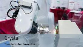  Presentation with drilling machine - Beautiful slides featuring robotic drilling - robot drill machine tool backdrop and a light blue colored foreground