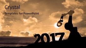  Presentation with robotic - Slides enhanced with robotic hand holding red background and a coral colored foreground