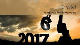  Presentation with robotic - Colorful PPT theme enhanced with robotic hand holding red backdrop and a yellow colored foreground