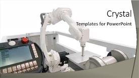  Presentation with robotic - Beautiful presentation theme featuring robotic hand machine tool backdrop and a white colored foreground