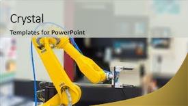  Presentation with robotic arm - Theme featuring robotic hand machine tool background and a light gray colored foreground