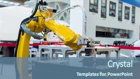  Presentation with industrial robot - Slide set consisting of robotic hand machine tool background and a ocean colored foreground