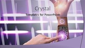  Presentation with robotic - Audience pleasing slide set consisting of robotic-hand-pressing-button backdrop and a light blue colored foreground