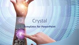  Presentation with robotic - Presentation design enhanced with robotic-hand-pressing-button background and a light blue colored foreground