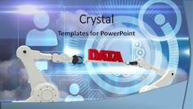  Presentation with data design - Beautiful slides featuring robotic hands holding red data backdrop and a light blue colored foreground