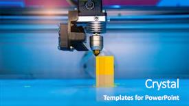  Presentation with printing industry - Cool new presentation theme with robotic industry - 3d printer printing figure close-up backdrop and a teal colored foreground