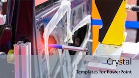  Presentation with factory machine - PPT theme with robotic machine measure the car background and a light blue colored foreground