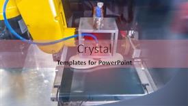  Presentation with robotic - Beautiful PPT layouts featuring robotic-machine-measure-the-rubber backdrop and a coral colored foreground