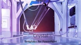  Presentation with factory machine - Presentation design consisting of robotic-machine-tool-in-industrial background and a light blue colored foreground