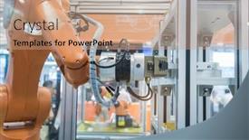  Presentation with manufacture - Audience pleasing slides consisting of robotic-machine-tool-in-industrial backdrop and a coral colored foreground