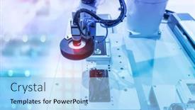  Presentation with machine vision - PPT theme having robotic-machine-vision-system background and a light blue colored foreground