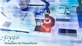  Presentation with machine vision - Cool new PPT theme with robotic-machine-vision-system backdrop and a cool aqua colored foreground