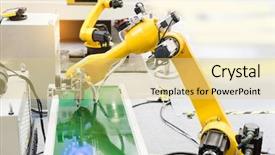  Presentation with computer vision - Colorful presentation enhanced with robotic machine vision system backdrop and a seafoam green colored foreground