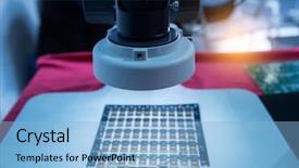  Presentation with machine vision - Presentation theme with robotic machine vision system background and a light blue colored foreground