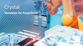  Presentation with robotic - Audience pleasing presentation theme consisting of robotic-mobile-screen-protector-film backdrop and a teal colored foreground