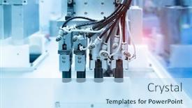  Presentation with input - Colorful slide deck enhanced with robotic-pneumatic-input-to-robot backdrop and a sky blue colored foreground