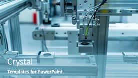  Presentation with input - Theme having robotic-pneumatic-input-to-robot background and a light blue colored foreground